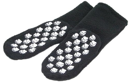 Polar Feet Fleece Socks Extra Wide Stretchy with Nonslip Grip for Men Women - color: Black, size: Large