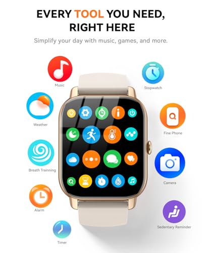 Smart Watches for Men Women, Fitness Tracker with Activity Counter/Sleep Monitor, IP68 Waterproof Smart Watch for Android iPhone iOS Compatible (Champagne Gold, 1.83) - color: Champagne Gold