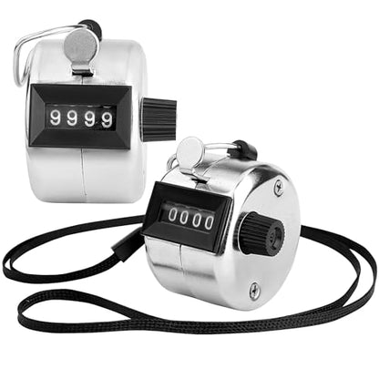 2 Pack Hand Tally Counter, 4-Digit Metal Mechanical Clicker