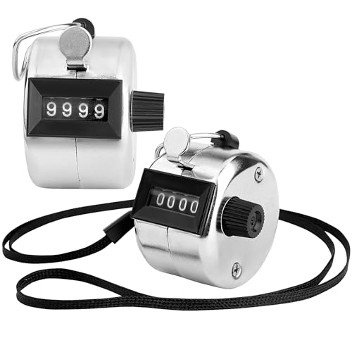 2 Pack Hand Tally Counter, 4-Digit Metal Mechanical Clicker