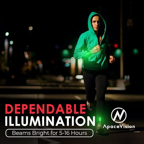 EverLightFX USB Rechargeable LED Safety Light (2 Pack) by Apace - Super Bright Bike Tail Light Works Brilliantly as Running Light for Joggers, Pets, Bicycle Strobe or Rear Clip On Lights - color: Green