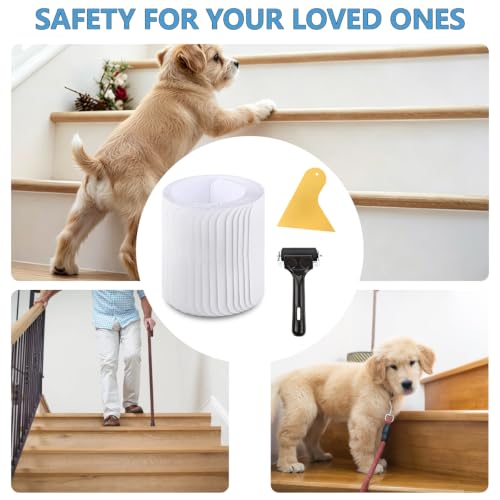 Butizone Stair Treads Non Slip 6" x 30", 15-Pack Pre-Cut Clear Anti Slip Strips for Wooden Steps Indoor, Transparent and Waterproof Grip Tape, Safety for Elderly and Dogs - size: 6" X 30"