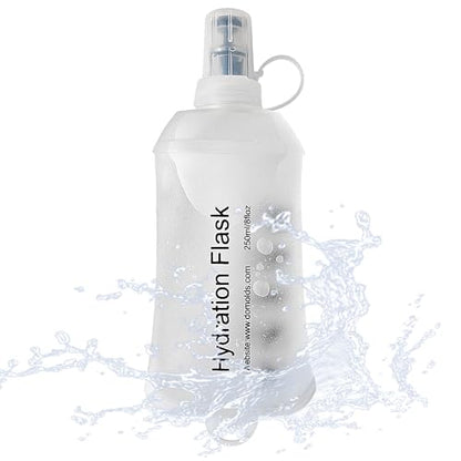 J.CARP 250ml Soft Flask Running Water Bottles, TPU Foldable Running Hydration Flask for Hydration Pack Cycling Hiking Climbing Outdoors Motorbike White - color: White, 250ml