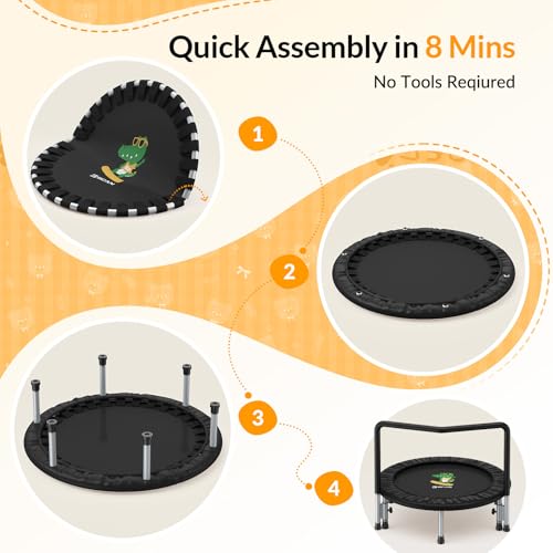BCAN SP1 36'' Kids Toddler Trampoline Indoor, Foam Handle | FED Fitness - color: Black