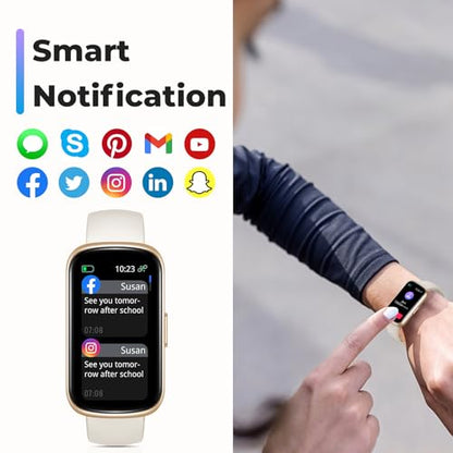 Fitness Tracker Smart Watch, 1.47" Full Touch Health Tracker with 24/7 Heart Rate & Blood Oxygen Monitor, Sleep Tracker, 3ATM Waterproof Step Tracker Activity Tracker for Women Men, Gold Star - color: Gold Star