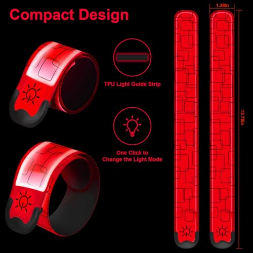 LED Armband Rechargeable, 2Pcs High Visibility Running Gear for Night - color: Red