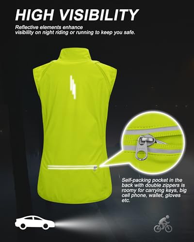 33,000ft Women's Zip Up Lightweight Athletic Workout Yoga Cycling Track Running Jacket Waterproof Windproof Reflective - color: Greenish Yellow, size: Small