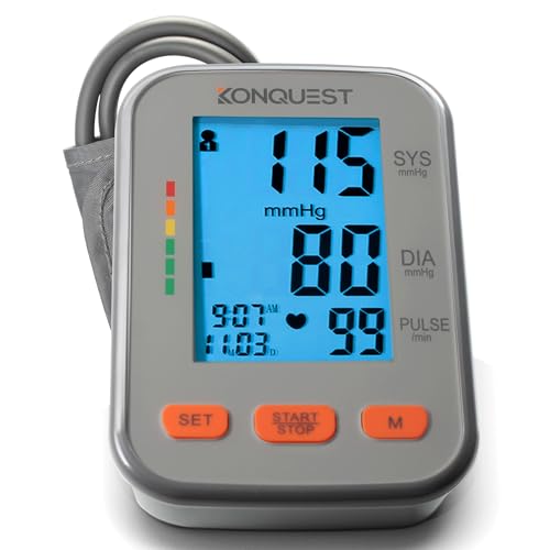 Konquest KBP-2704A Automatic Upper Arm Digital Blood Pressure Monitor - Large Backlit Display - Irregular Heartbeat Detector - Blood Pressure Monitor for Home Use - Digital BP Cuff Tensiometro