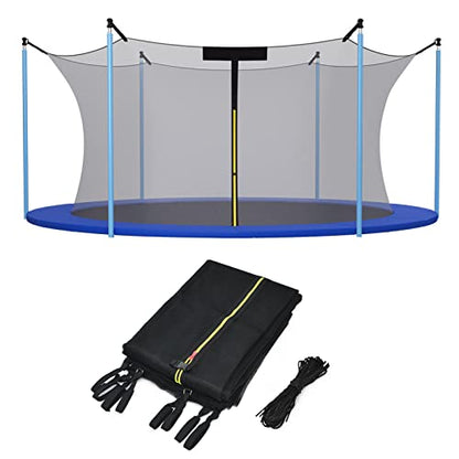 GYMAX Trampoline Net, Enclosure for 8 10 12 14 15 16Ft Round Trampolines - style: Inside Net 16FT 12Poles