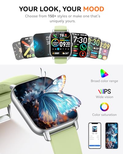 Smart Watches for Men Women, Fitness Tracker with Activity Counter/Sleep Monitor, IP68 Waterproof Smart Watch for Android iPhone iOS Compatible (Meadow Green, 1.83) - color: Meadow Green