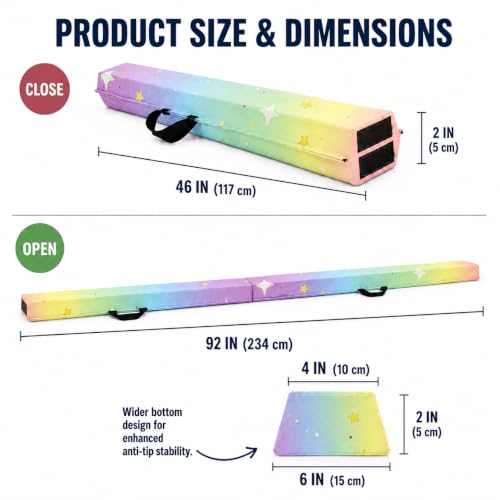 8FT Gymnastics Balance Beam Starry Rainbow Suede Home Practice