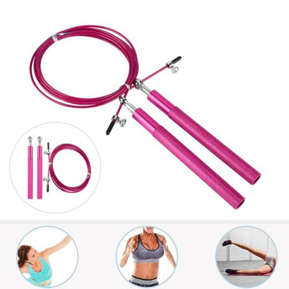 Aluminum Alloy Jump Rope with Ball Bearings – Skipping Rope for Speed Training, Non-Slip Grip and Adjustable PVC Cable - color: Pink