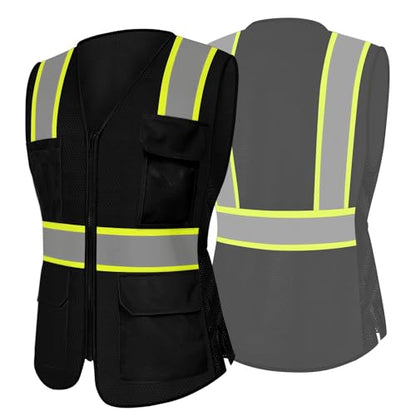 Safety Vest for Women 9 pockets Womens Safety Vest, Black S - color: Black, size: Small