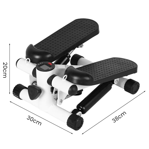 Steppers for Exercise at Home, Mini Stepper with Resistance Bands, LED Monitor, Air Powered Stair Stepper with 330LBS Capacity, Hydraulic Fitness Stepper Machine for Full Body Workout