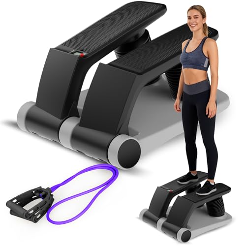 Air Stepper Machine with Resistance Bands - color: Gray/Black
