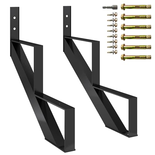 Heavy Duty Steel Stair Step Riser 2 Pack - 2 Step Reinforced Metal Stringer with Support Legs - Corrosion-Resistant Indoor/Outdoor, Max 600lb Capacity - Step 2 |with a Pair of Gloves