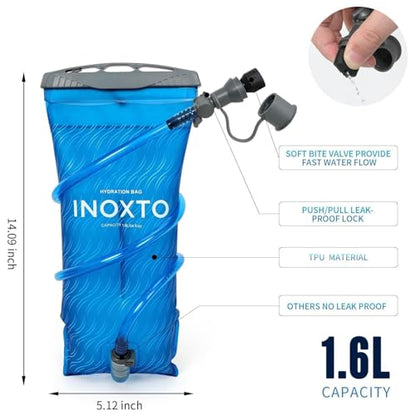 INOXTO Running Hydration Vest Backpack,Lightweight Insulated Pack with 1.5L Water Bladder Bag Daypack for Hiking Trail Running Cycling Race Marathon for Women Men - color: Black dark white