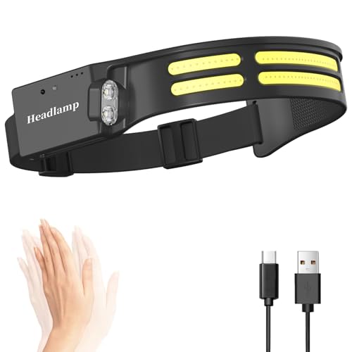 LED Headlamp, USB Rechargeable Head Lamp, 230° Wide Beam Motion Sensor Headlight, Super Bright Outdoor Waterproof Flashlight for Camping, Running, Repairing, Hiking, Fishing, Reading - size: Lamp 2-2