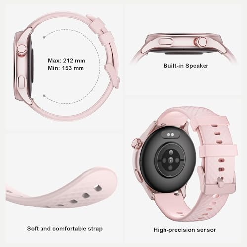 Smart Watch for Men Women Answer/Make Call, 1.46'' AMOLED Ultra-Clear Screen Fitness Tracker with Heart Rate/Sleep/SpO2 Monitor, 3ATM Waterproof Smartwatch for iPhone/Samsung/Android, 110+ Sport, Pink