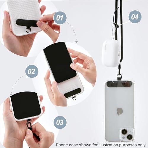 Phone Lanyard Crossbody, Anti Theft Phone Strap with 2 Tether Tabs - color: Grey/Silver
