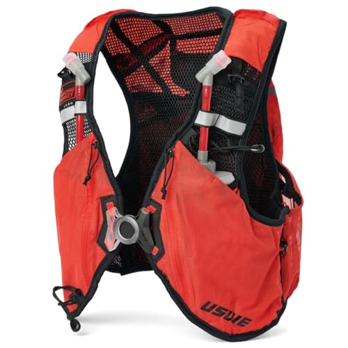 USWE Pace - Running Vest Hydration Pack with 2 x 500ml UltraFlask, Backpack for Men and Women - style: 14L, Red, Large