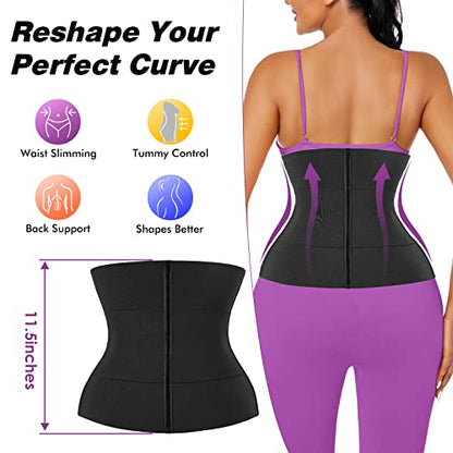 Women Waist Trainer Cincher 3 Straps Tummy Control Body Shaper - color: Black - Hooks - 3 Half Belts - Super Abdominal Compression, size: XX-Small