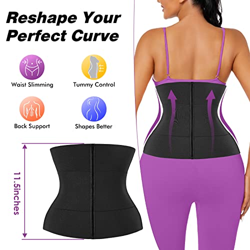 Women Waist Trainer Cincher 3 Straps Tummy Control Body Shaper - color: Black - Hooks - 3 Half Belts - Super Abdominal Compression, size: XX-Small