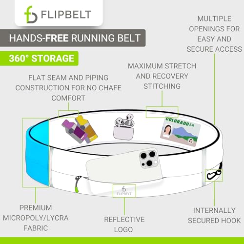 FlipBelt Zipper Running Belt, Waist Pack for Fitness and Running, US Company - color: Midnight Blue, size: Small