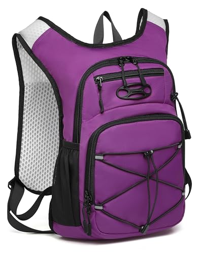 Wotony Lightweight Hydration Backpack with 2LOR 3LWater Bladder for Cycling Hiking Rave - Water Daypack for Men Women - color: Purple