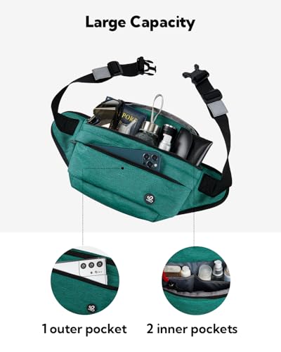 WATERFLY Running Belt Fanny Pack: Runner Marathon Jogging Waist Pack Sport Workout Exercise Fitness Phone Holder Belt for Men Women Jogger Slim Waistband Black - color: Dark Green