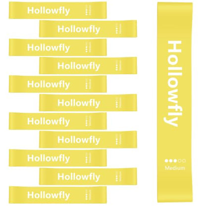 Hollowfly 12 Pcs Latex Resistance Loop Exercise Bands for Booty Workout Stretch Exercise Bands Non Slip for Legs Squat Resistance Loop Women Men Starter Butt Hip Thigh Fitness - color: Yellow, style: Medium