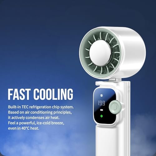 Portable Handheld Fan,Ice Cooling Personal Fan,Rechargeable Mini Fan(White) - color: White