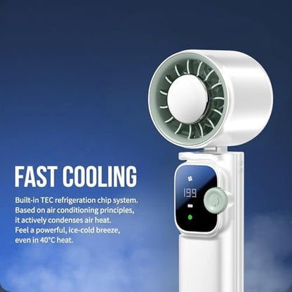 Portable Handheld Fan,Ice Cooling Personal Fan,Rechargeable Mini Fan(White) - color: White