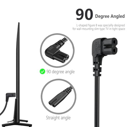 10FT Long 2 Prong AC Elliptical Power Cord for YOSUDA, GUGTTR, WESTIONC, ANCHEER Under Desk Elliptical Machines Power Cord Cable, 90 Degree Angled 18AWG 2-Prong to L-Shaped C7 Power Cable - size: 10FT, style: L-shaped power cord