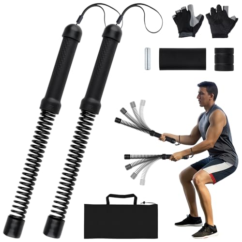 Ropeless Battle Ropes for Home Gym–2Pcs Portable with Non-Slip Gloves - color: Black