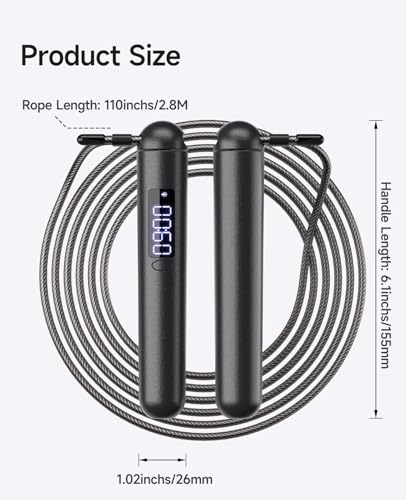 ACHDOFITS Jump Rope with Smart Counter for Adults - color: Black