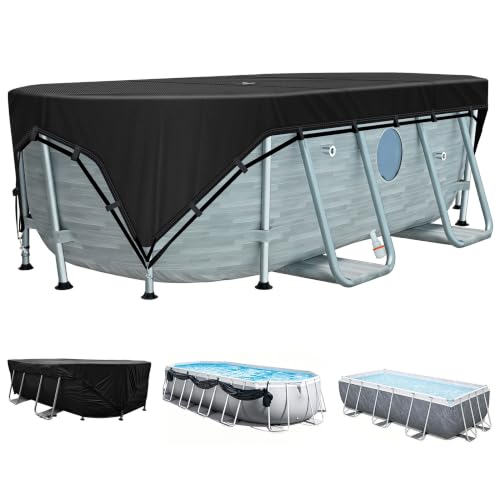 SIHAIAN 15x21Ft Oval Pool Cover Patented Design Four-Corner Locking 500D Rectangular and Oval Pool Cover, Prevent Water Accumulation Pool Cover for Oval Above Ground Pool with 4 Storage Straps - size: 15x21Ft(Oval&Rectangle)
