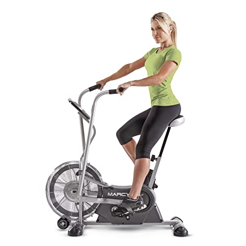 Marcy Air-Resistance Exercise Fan Bike With Dual Action Handlebars - style: Dual Action Black | AIR-1
