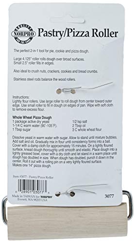 Norpro Wood Pastry/Pizza Roller 4in/10cm - size: 4 inches