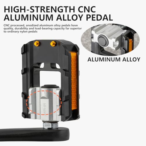 Folding Bike Pedals, All Aluminum Alloy Non-Slip Bike Pedals - color: Upgraded Black