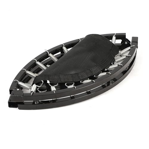 HolaHatha Foldable Mini Trampoline Fitness Rebounder for Home Gym Workouts – with 5-Level Adjustable Handle, Heavy-Duty Steel Frame, Portable Design, and Supports up to 440 Pounds