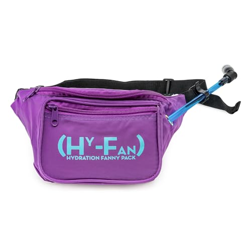 HY-FAN Hydration Fanny Pack with Bladder, 17oz BPA-Free, Hands-Free Design, Secure Pockets, Ideal for Athletic Outdoor Activities, Travel and More - Purple - color: Purple