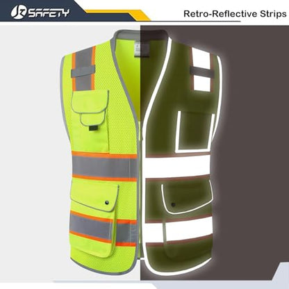 JKSafety Hi Vis Safety Vest for Men Women Cushioned Collar JK101 Yellow S - color: Jk101-yellow, size: Small