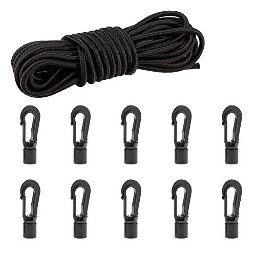 1/4" Elastic Bungee Cord with Shock Cord Hooks,10 Hook & 26.25 Ft Cord - size: 10 Hook & 26.25 Ft Cord