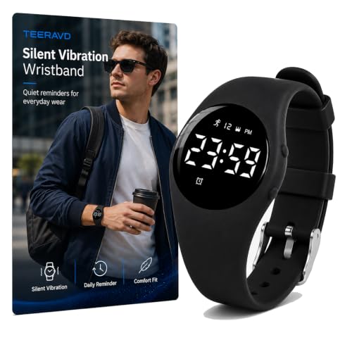 Alarm Clock for Heavy Sleepers Vibrating Wristband Silent Wake Up Watch with Fitness Tracker Step Counter Sleep Tracking Stopwatch Water Resistant Rechargeable Bracelet Adults Teens Kids