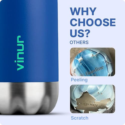 Kids Stainless Steel Water Bottle for School-12 oz Insulated Water Bottle - color: Navy, size: 12 Ounces
