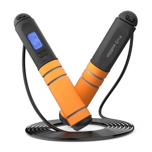 multifun Digital Jump Rope with Smart Counter & Timer - Adjustable Speed Skipping Rope for Fitness, Weight Loss, Boxing, MMA - Tangle-Free Ball Bearings & Anti-Slip Handles for Men, Women, Kids.(2026 New Evolution for 3second Rope Swap) - color: Orange