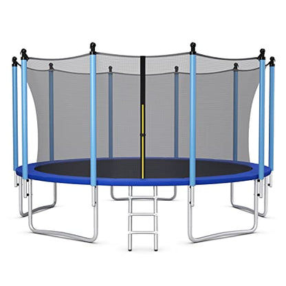 GYMAX Trampoline, 8FT 10FT 12FT 14FT 15FT 16FT Recreational Trampolines w/Safety Enclosure Net & Ladder - ASTM Certificated, Outdoor Trampoline for Kids and Adults - style: Internal-Net 15FT