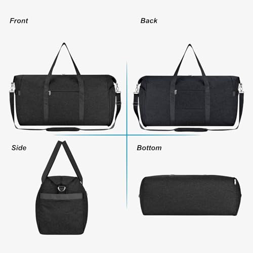 Carry On Luggage 22x14x9 Airline Approved, 65L Gym Duffle Bag for Travel - color: Black, size: 65L