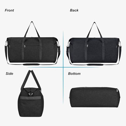Carry On Luggage 22x14x9 Airline Approved, 65L Gym Duffle Bag for Travel - color: Black, size: 65L